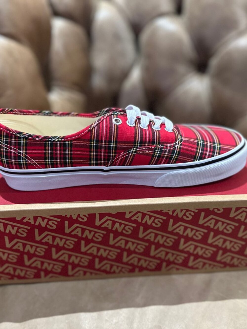 Vans - Authentic Plaid Red Skate Shoes - Picture 5 of 10